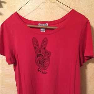 Red Lucky Brand Peace shirt